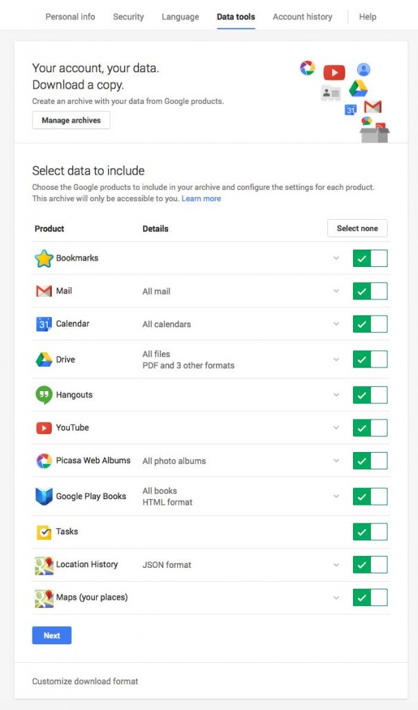 Google Account Data-Download